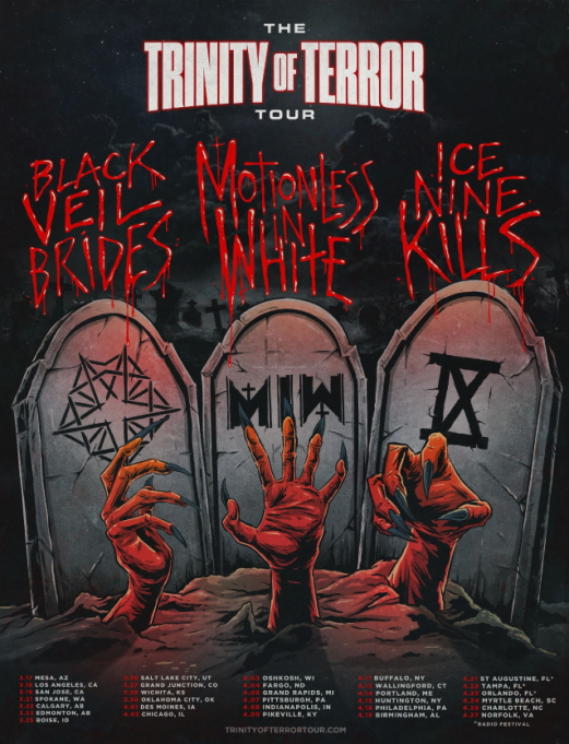 Trinity Of Terror Tour: Black Veil Brides, Motionless In White & Ice Nine Kills at Cross Insurance Arena